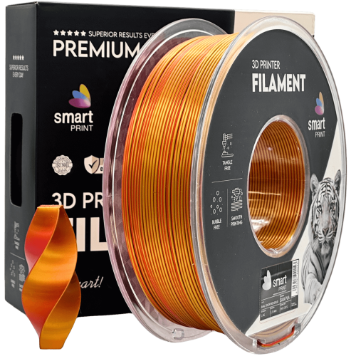 Silk PLA Dvojna Barva rdeča zlata filament 1.75mm – Smart Print Sijajni Filament za 3D Tisk (1kg Kolut)