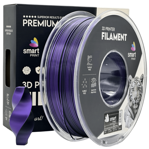 Silk PLA Dvojna Barva črna vijolična filament 1.75mm – Smart Print Sijajni Filament za 3D Tisk (1kg Kolut)