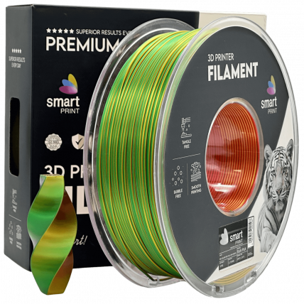 Silk PLA Trojna Barva rdeča rumena zelena filament 1.75mm – Smart Print Sijajni Filament za 3D Tisk (1kg Kolut)
