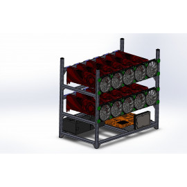 Kit 12GPU Mining odprto ogrodje brez ventilatorjev