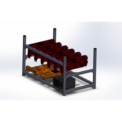 Kit 6GPU Mining odprto ogrodje brez ventilatorjev