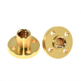 Trapezna matica T8 TR8x8 medenina s prirobnico, hod 8 mm, prirobnica 22 mm