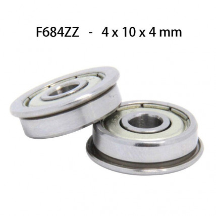 F684ZZ prirobnični kroglični ležaji 4x10x4 mm, kromirano jeklo – komplet 10