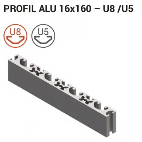 Aluminijasti T-slot Profil 16x160 5 + 8