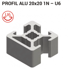 Aluminijasti profil T-reža 20x20mm 1N 6mm utor, srebrno eloksiran