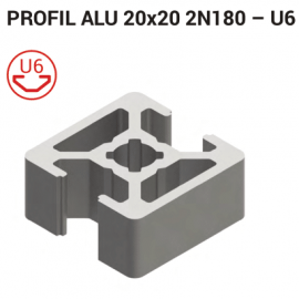 Aluminijasti profil T-utor 20x20 2N180 6, srebrno eloksiran, utor 6 mm