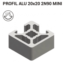 Aluminijasti T-profil 20x20 mm 2N90, srebrno eloksiran, linija 5