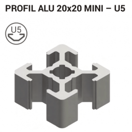 Aluminijasti T-profil 20x20mm, utor 5mm, srebrno eloksiran