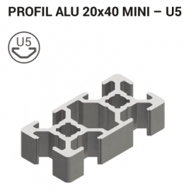 Aluminijasti T-profil 20x40 mm, 5 mm utor, srebrno eloksiran