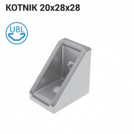 Kotnik 20x28x28 za profil 30mm 8L, tlačno liti cink