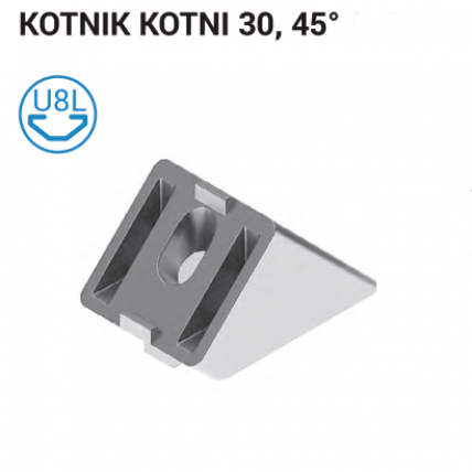 45° kotni konektor za aluminijasti profil 30x30, utor 8