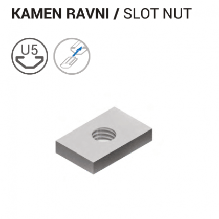 Kamen ravni za utor 5 – Pocinkan M5 kamen za aluminijaste profile 20x20
