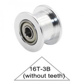 Prosta jermenica 16T gladka, 3 mm odprtina z ležajem – aluminij za GT2 6 mm jermen