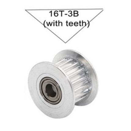 GT2 napenjalna jermenica 16T, 3 mm izvrtina z ležajem, aluminij, za 6 mm jermen