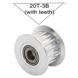 GT2 prosto tekoča zobata jermenica 20T – 3 mm odprtina, 6 mm širina, z vgrajenimi ležaji (aluminij)