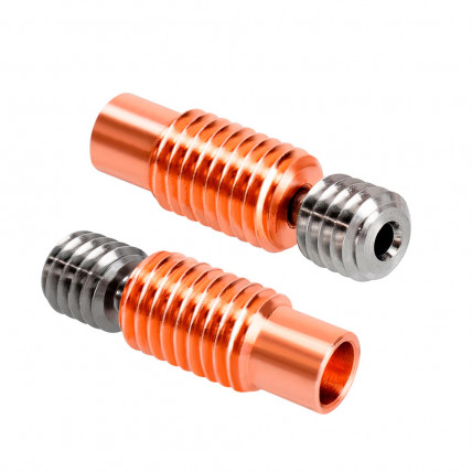 Navojno grlo iz titana in bakra za V6 Hotend – filament 1,75 mm, navoji M7/M6, dolžina 22 mm