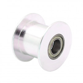 20T aluminijasta jermenica brez zob za GT2 jermen, 5 mm odprtina, 10 mm širina, z ležajem
