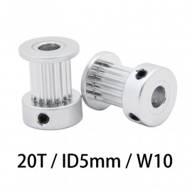 20T aluminijasti GT2 jermenica, 5 mm izvrtina, 10 mm širina jermena, dvojni rob