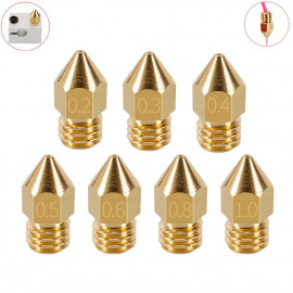 Šoba MK8 iz medenine za filament 1,75 mm – Več velikosti, navoj M6