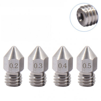 Jeklena šoba MK8 za filament 1,75 mm, več velikosti, M6 navoj