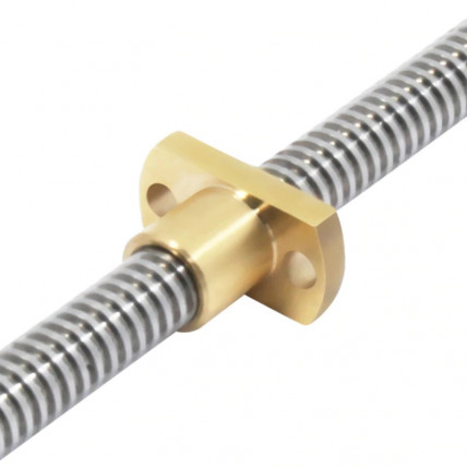 Trapezna matica T8 TR8x8 iz medenine z H prirobnico za trapezna vretena